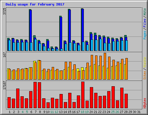 Daily usage for February 2017