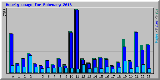 Hourly usage for February 2018